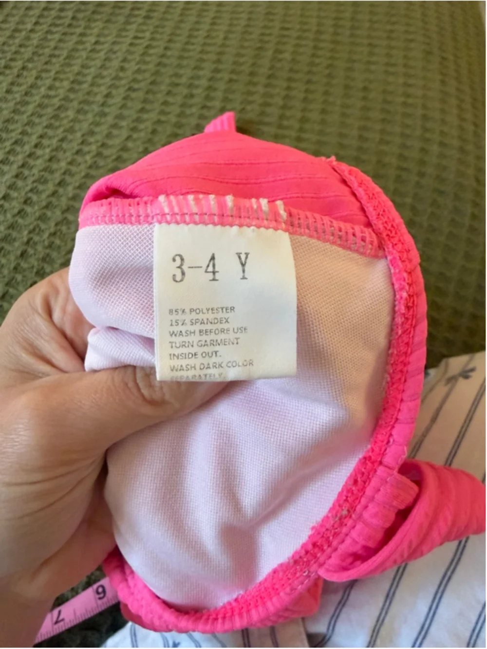 Girls Pink Ribbed Ruffle One Piece Swimsuit 3T